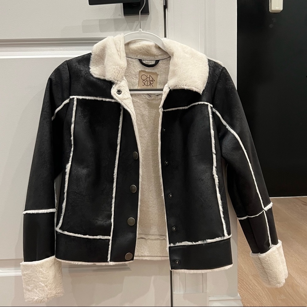 White and black fur jacket